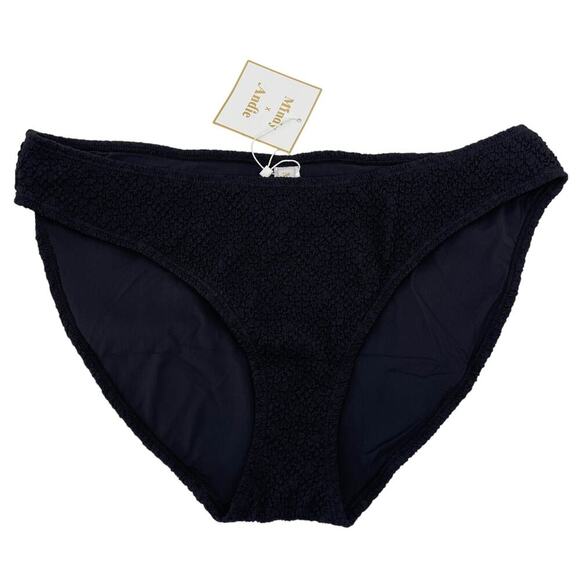 Mindy x Andie Swim The Bikini Bottom Popcorn Textured Black Size Large NEW - Picture 2 of 5